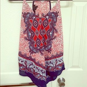 V-neck paisley print tank top blouse